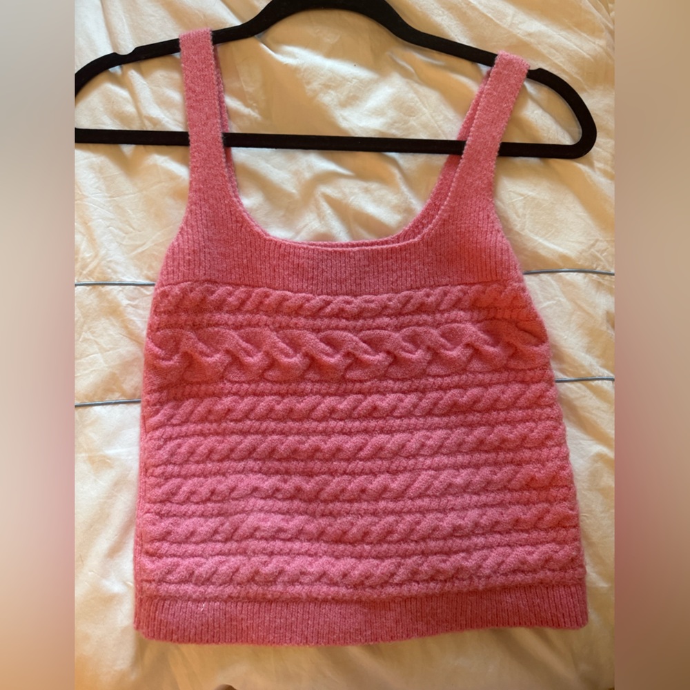 J. Crew Pink Cable Knit Tank Top